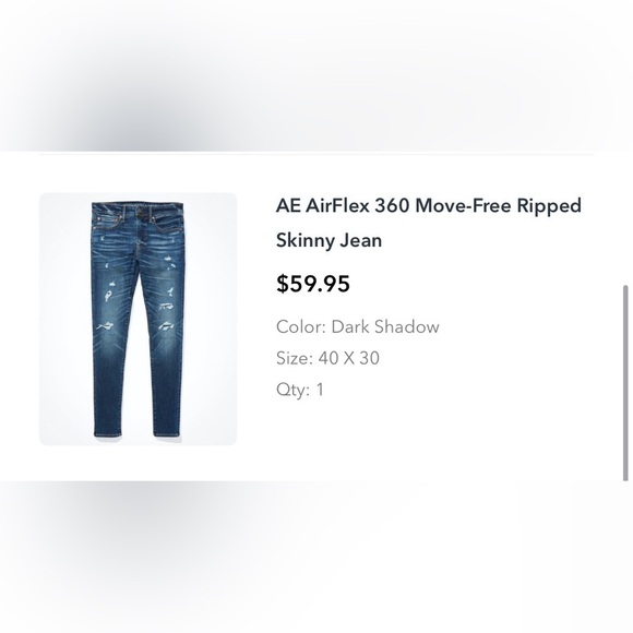 American Eagle Outfitters AirFlex 360 Ripped Skinny Jean Men’s 40x30 - Picture 9 of 10